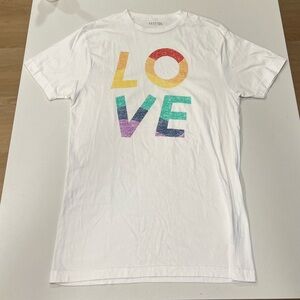 Vestige White T-Shirt Tee with Multicolor LOVE Print
